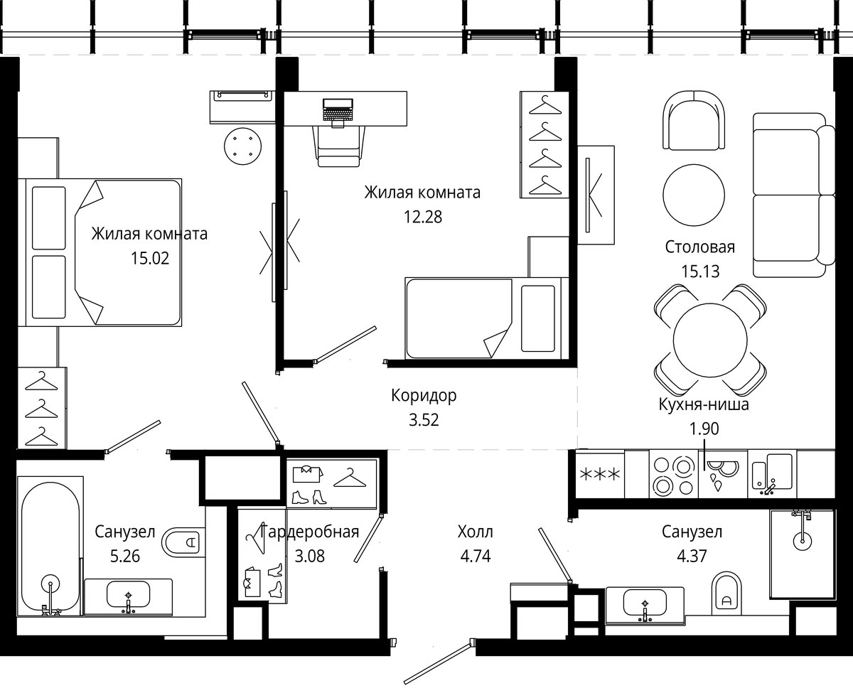 Планировка 66.5 м²
