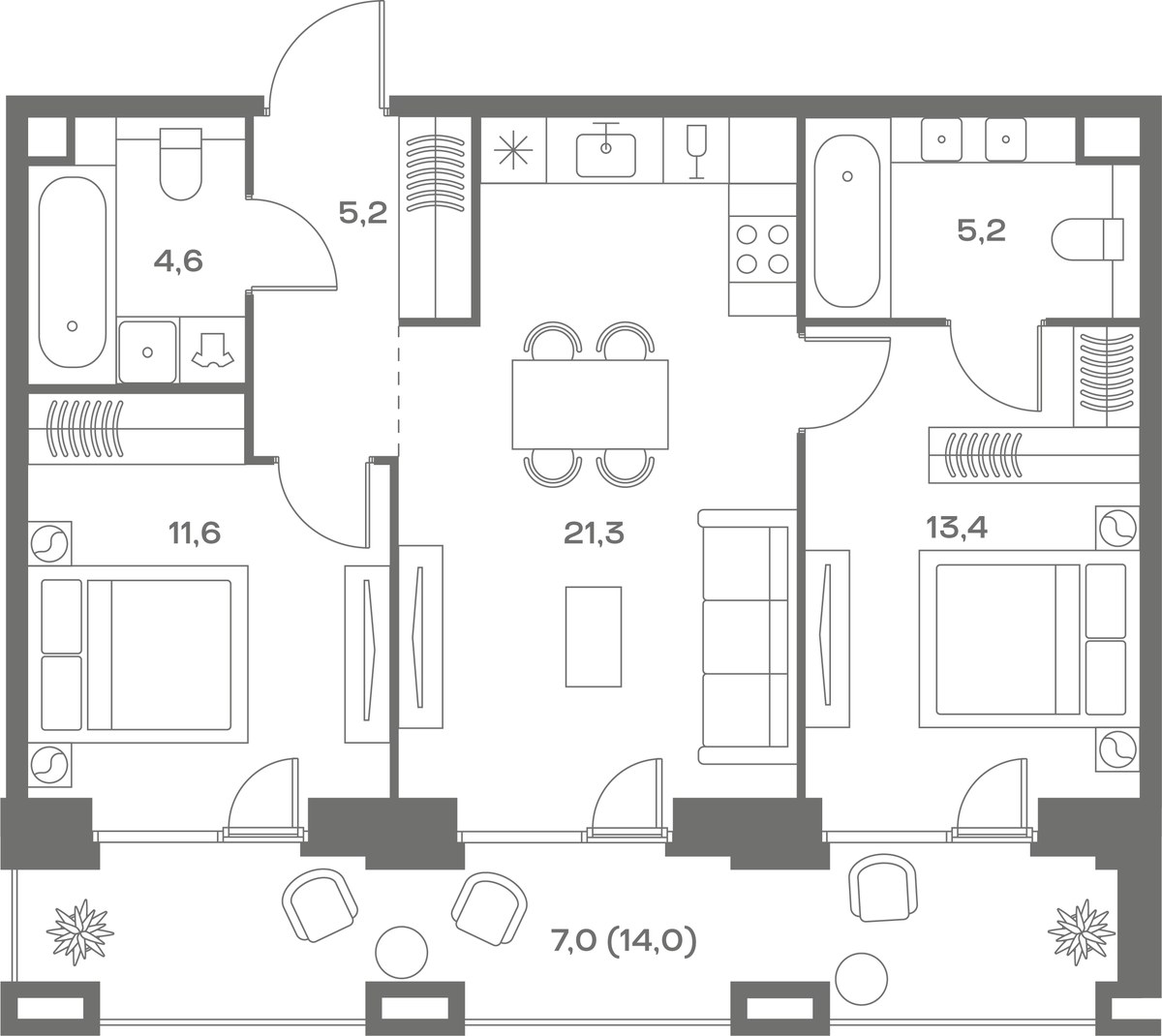 Планировка 68.3 м²