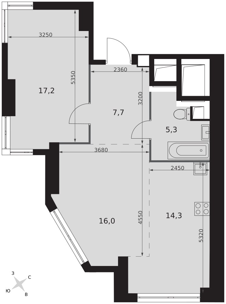 Планировка 60.5 м²