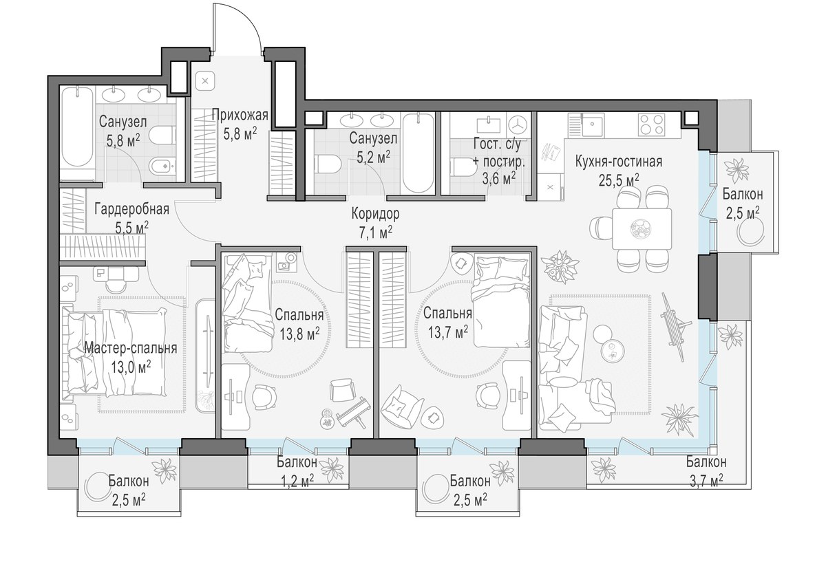 Планировка 103.3 м²