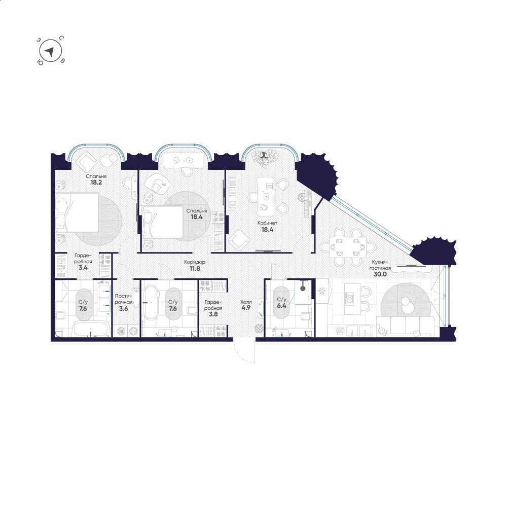 Планировка 134.1 м²