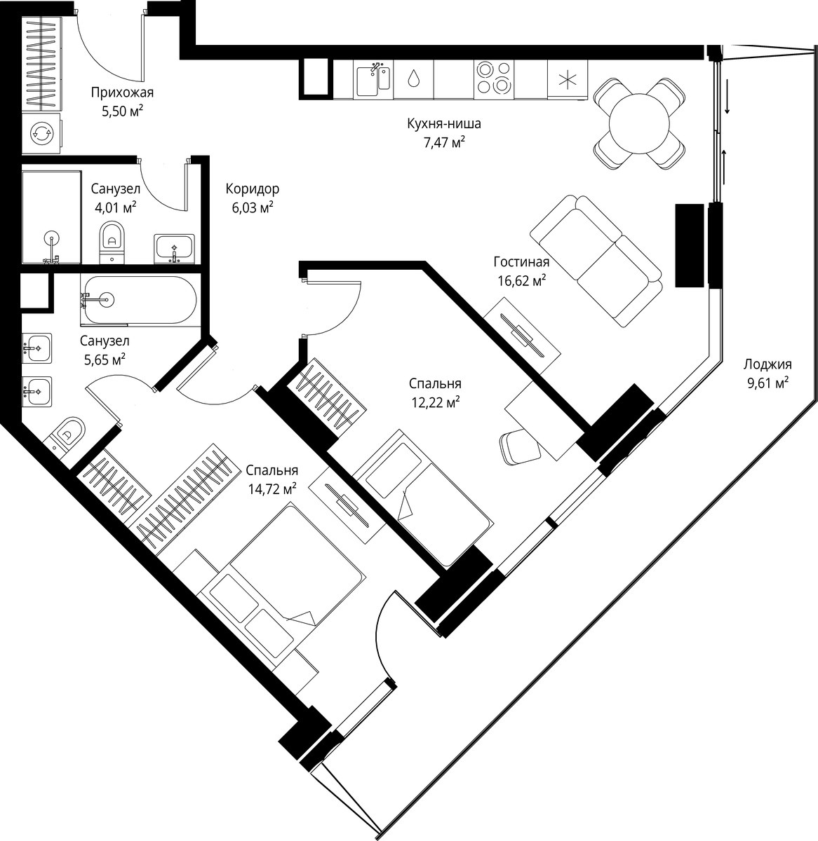 Планировка 81.83 м²