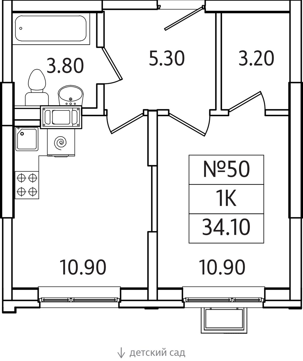 Планировка 34.1 м²
