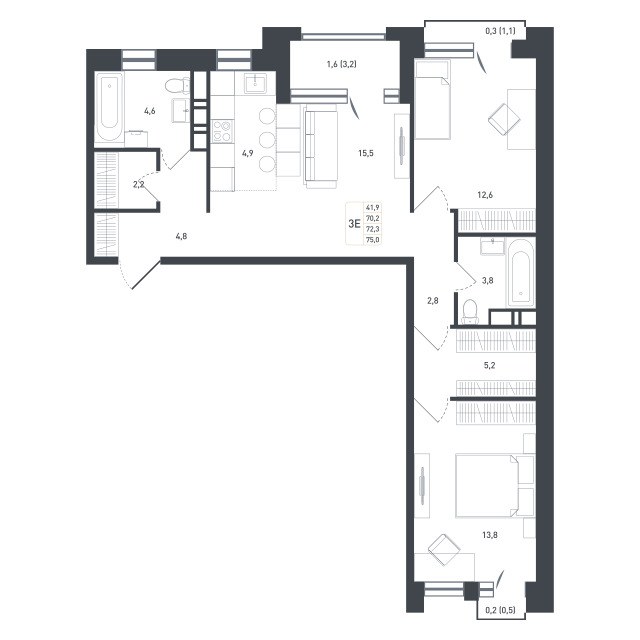 Планировка 76.1 м²