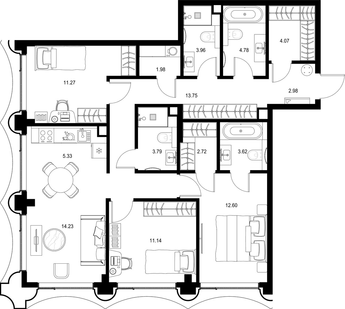 Планировка 96.22 м²