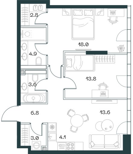 Планировка 70.6 м²