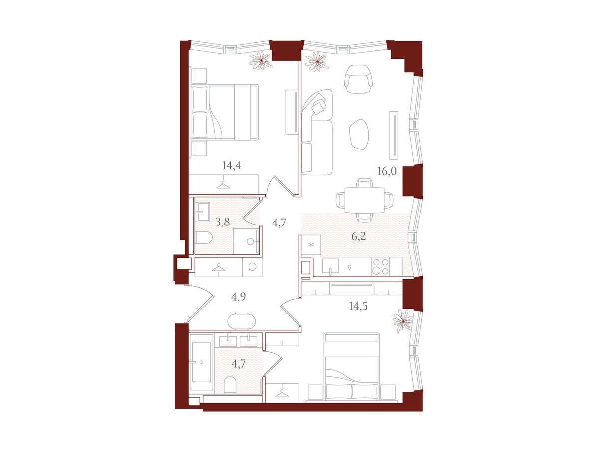 Планировка 69.2 м²