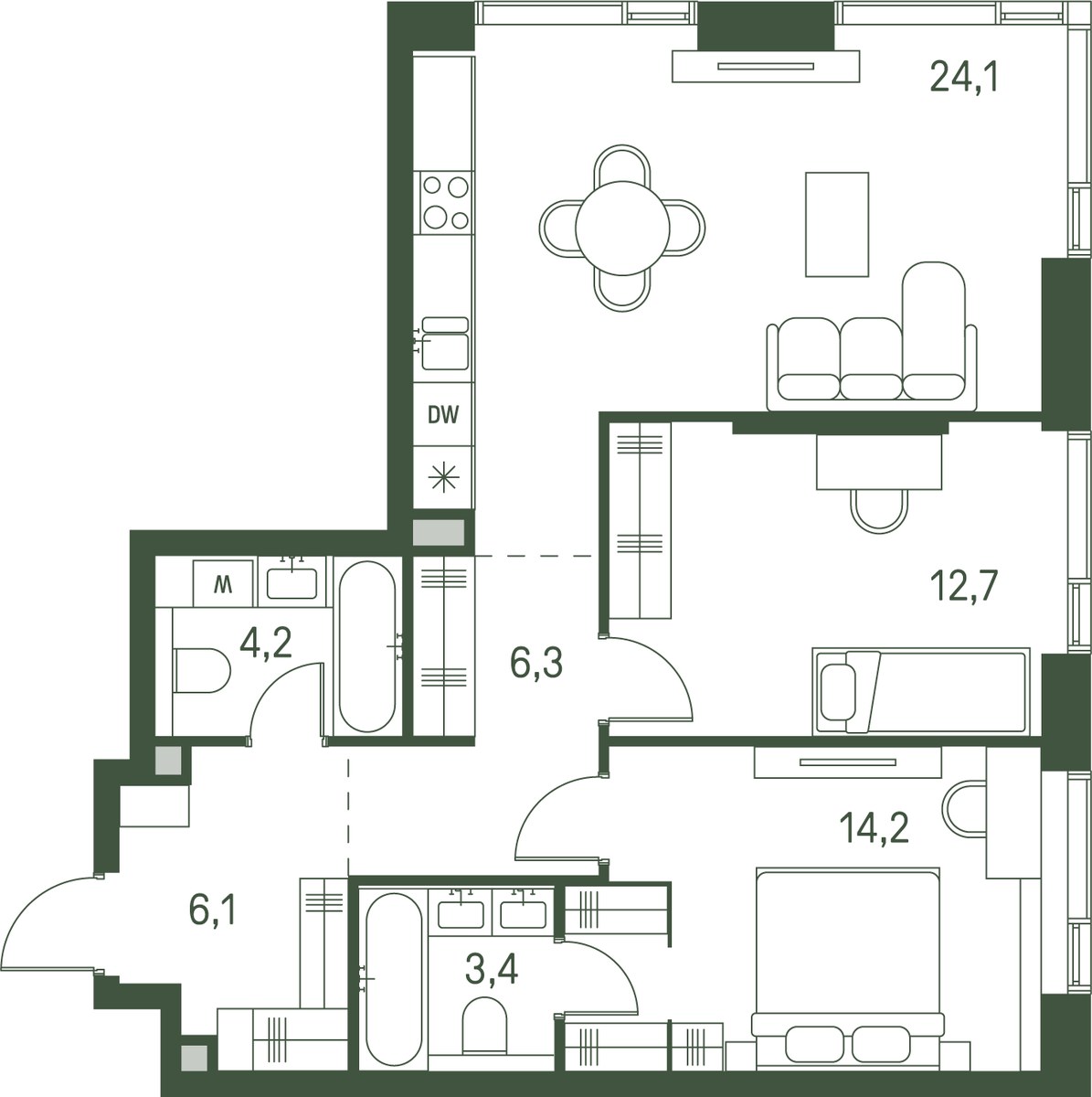 Планировка 71.0 м²