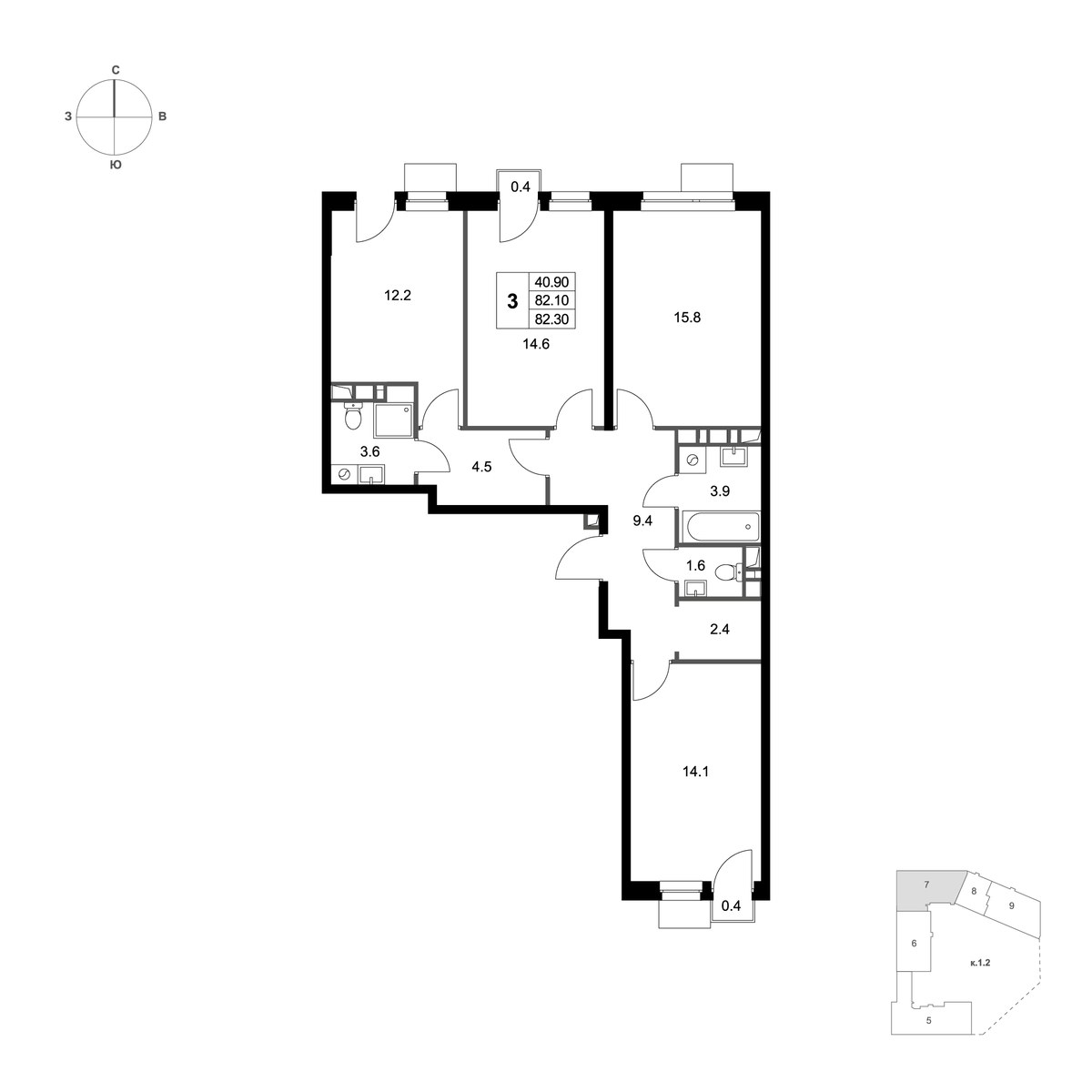 Планировка 82.3 м²