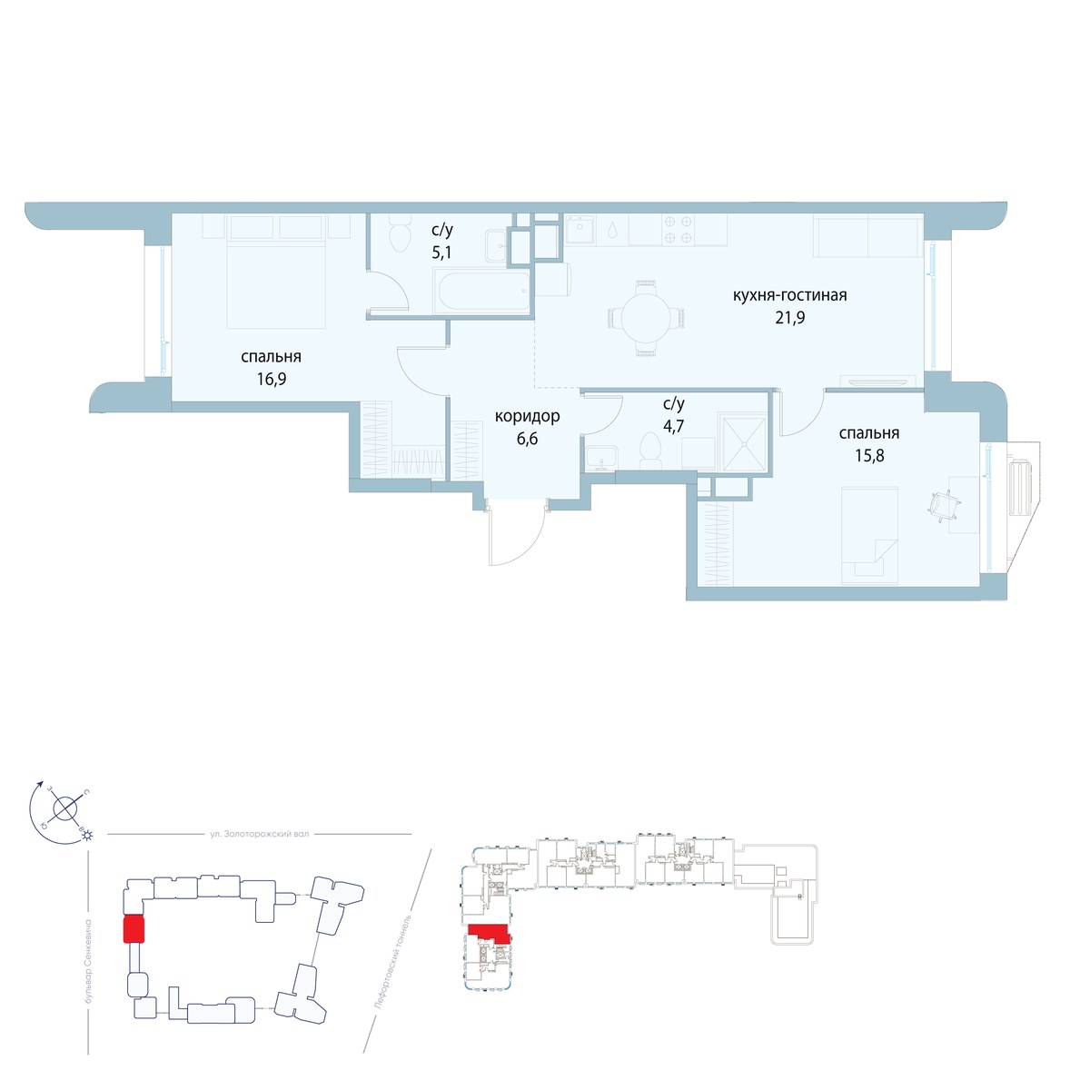 Планировка 71.0 м²