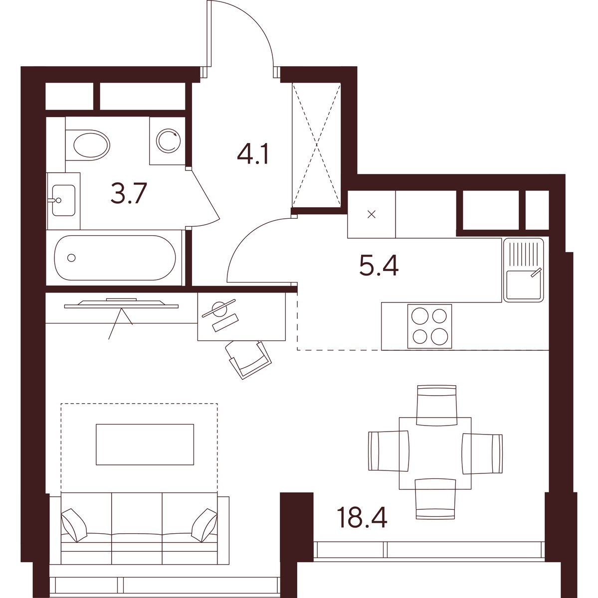 Планировка 31.6 м²