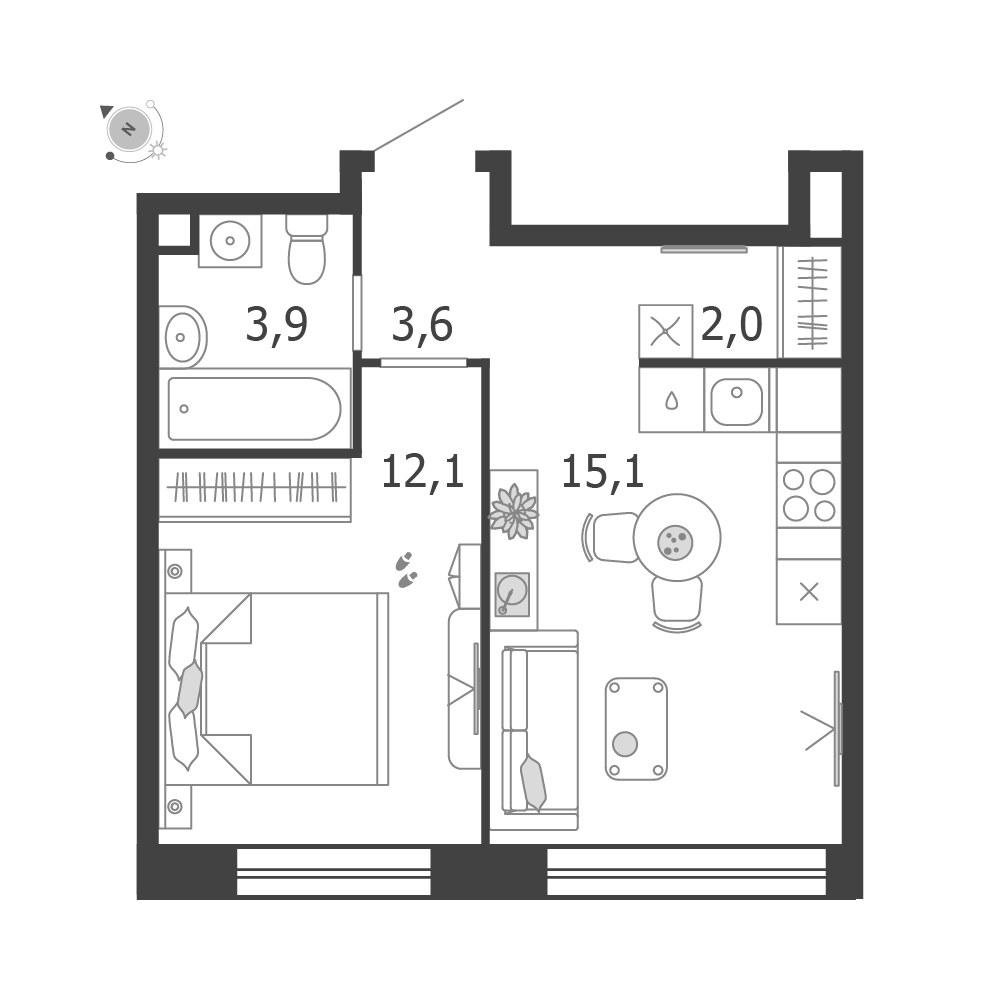 Планировка 36.7 м²