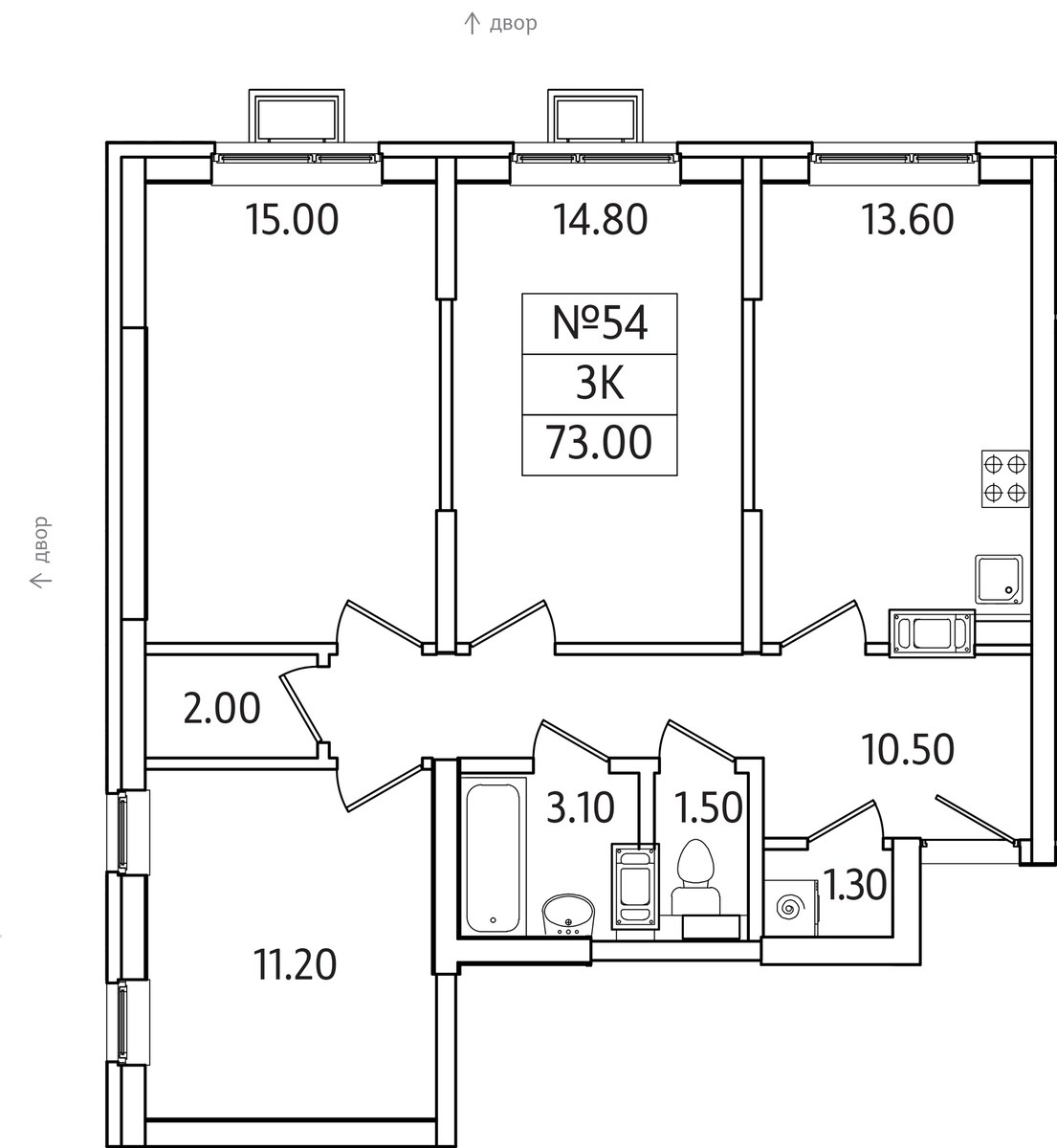 Планировка 73.0 м²