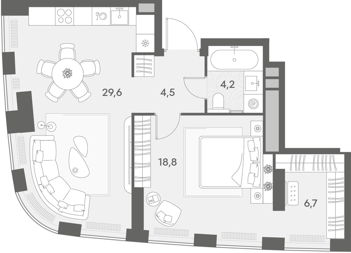 Планировка 63.8 м²