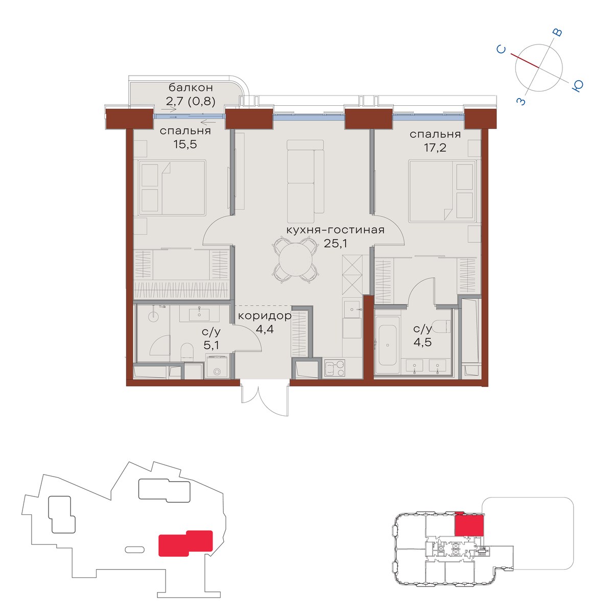 Планировка 72.6 м²