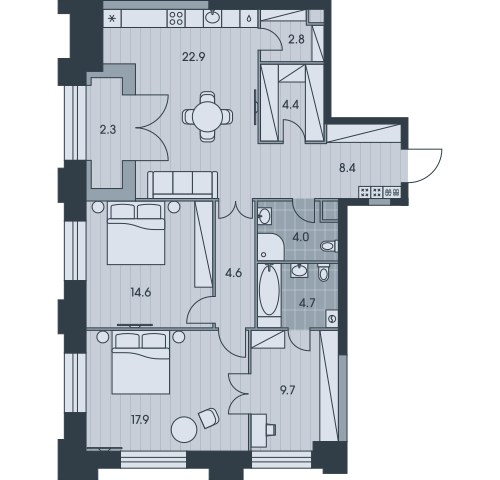 Планировка 96.1 м²