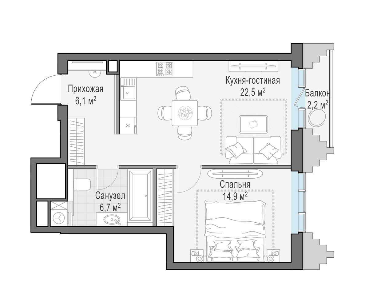 Планировка 50.9 м²