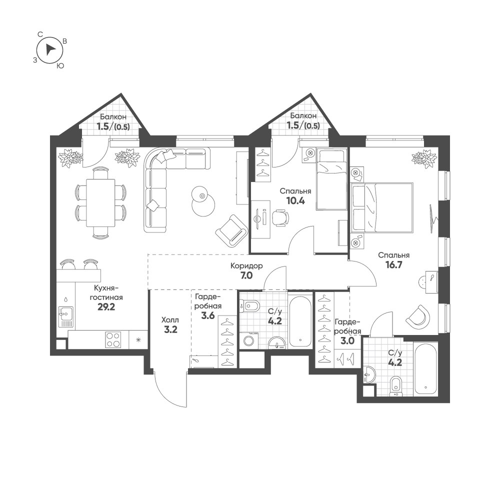 Планировка 82.5 м²