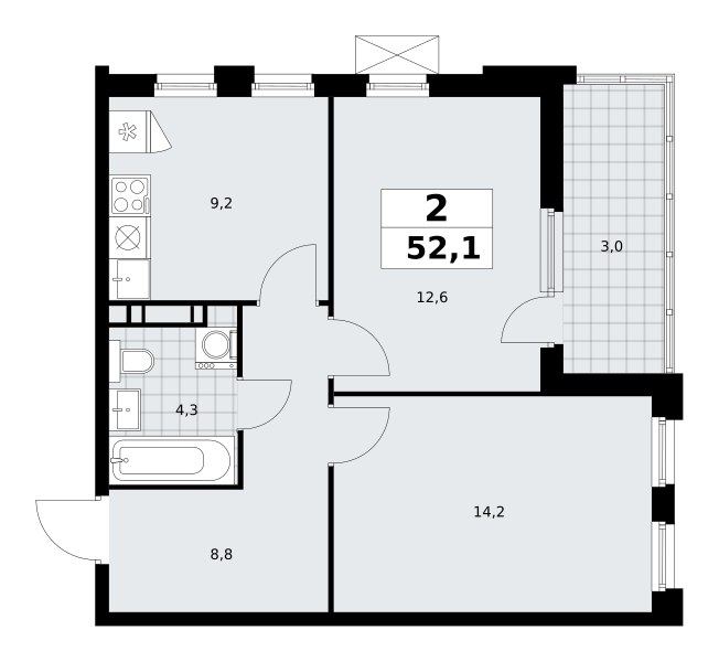 Планировка 52.1 м²