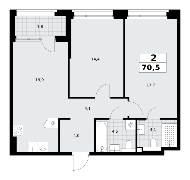 Планировка 70.5 м²