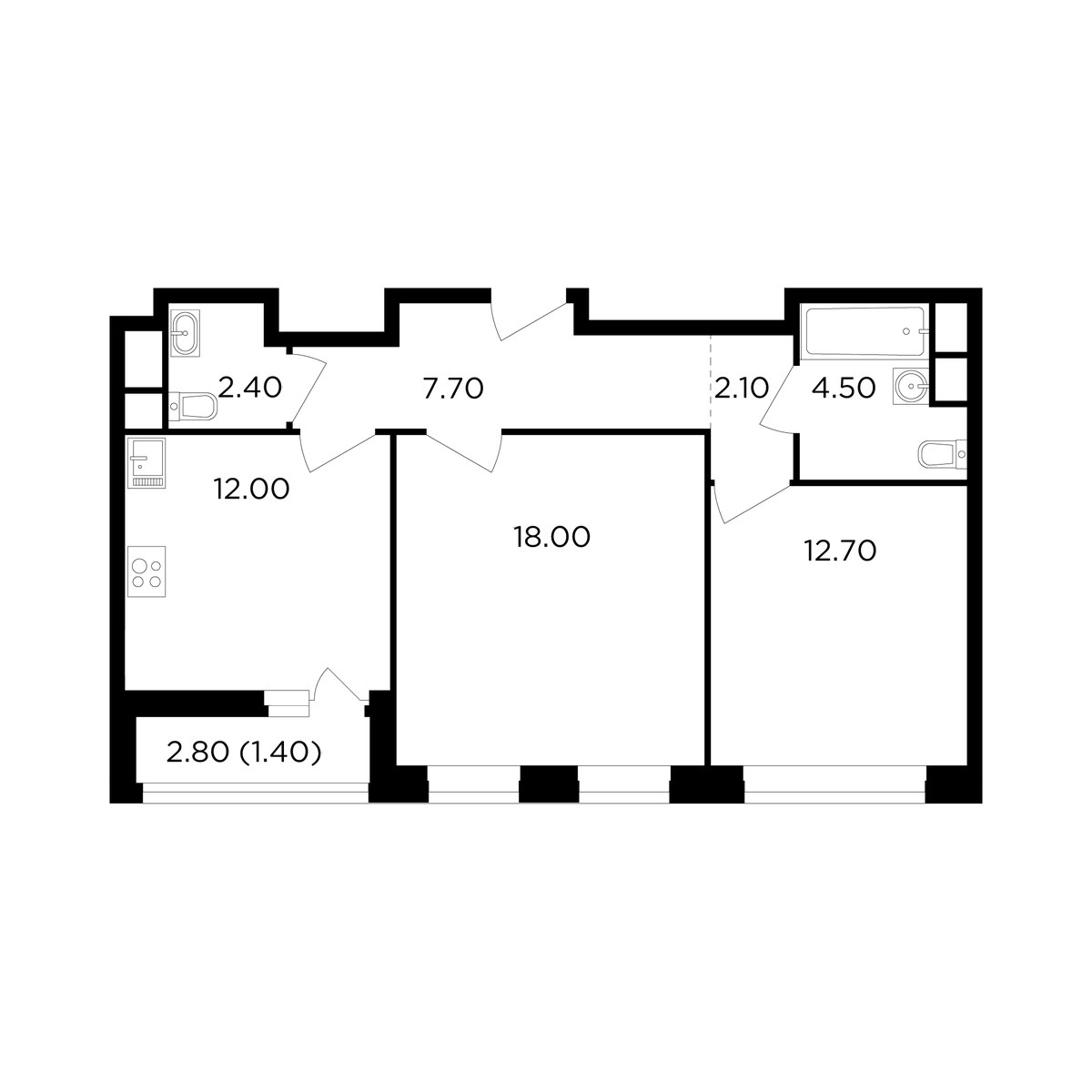 Планировка 60.8 м²