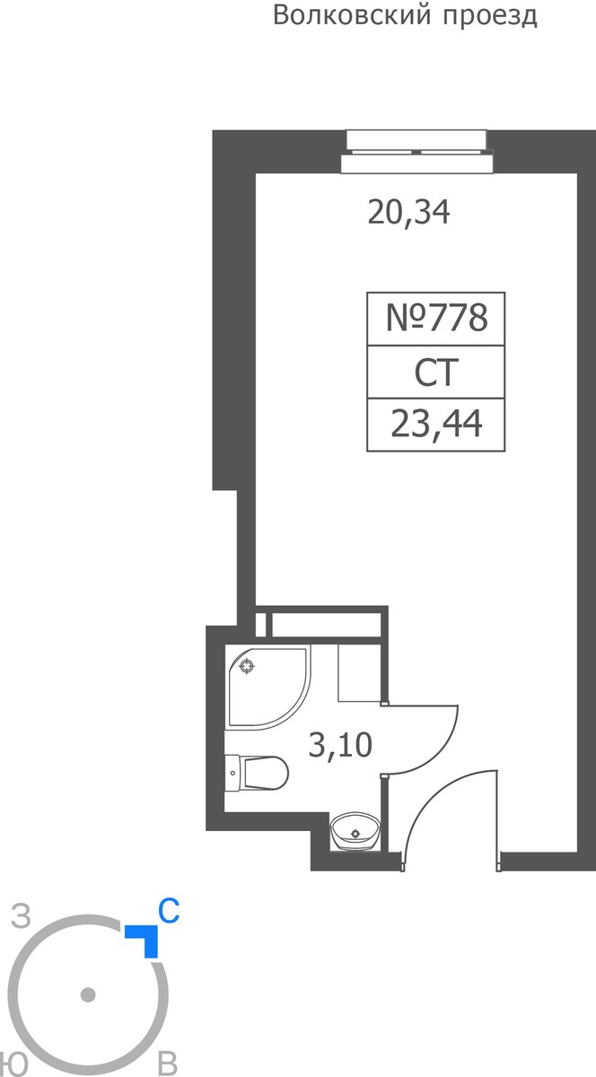 Планировка 23.44 м²