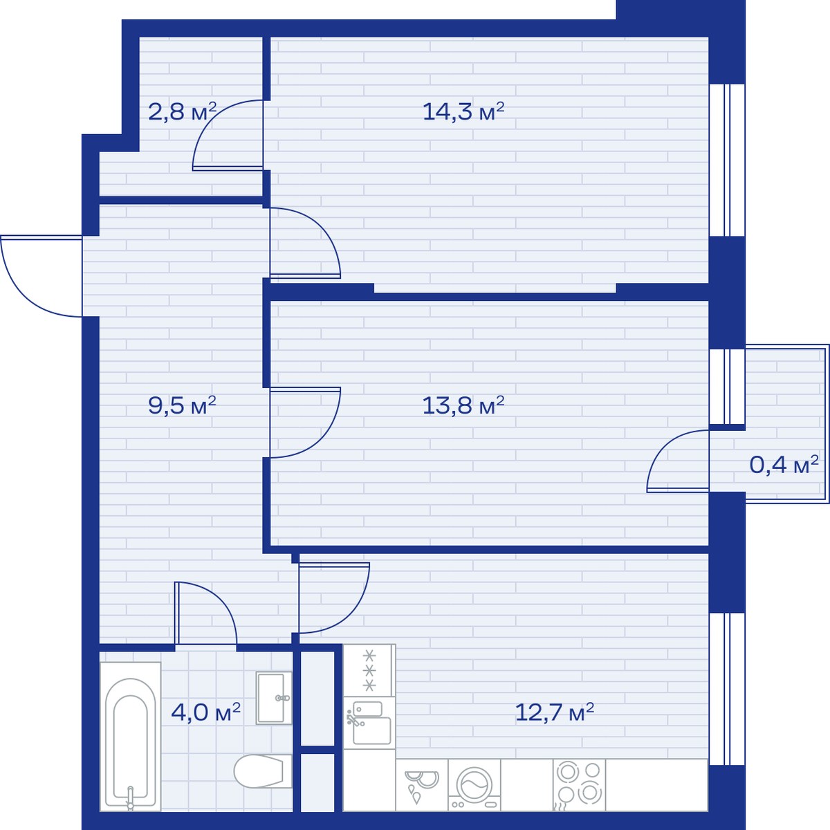 Планировка 58.0 м²