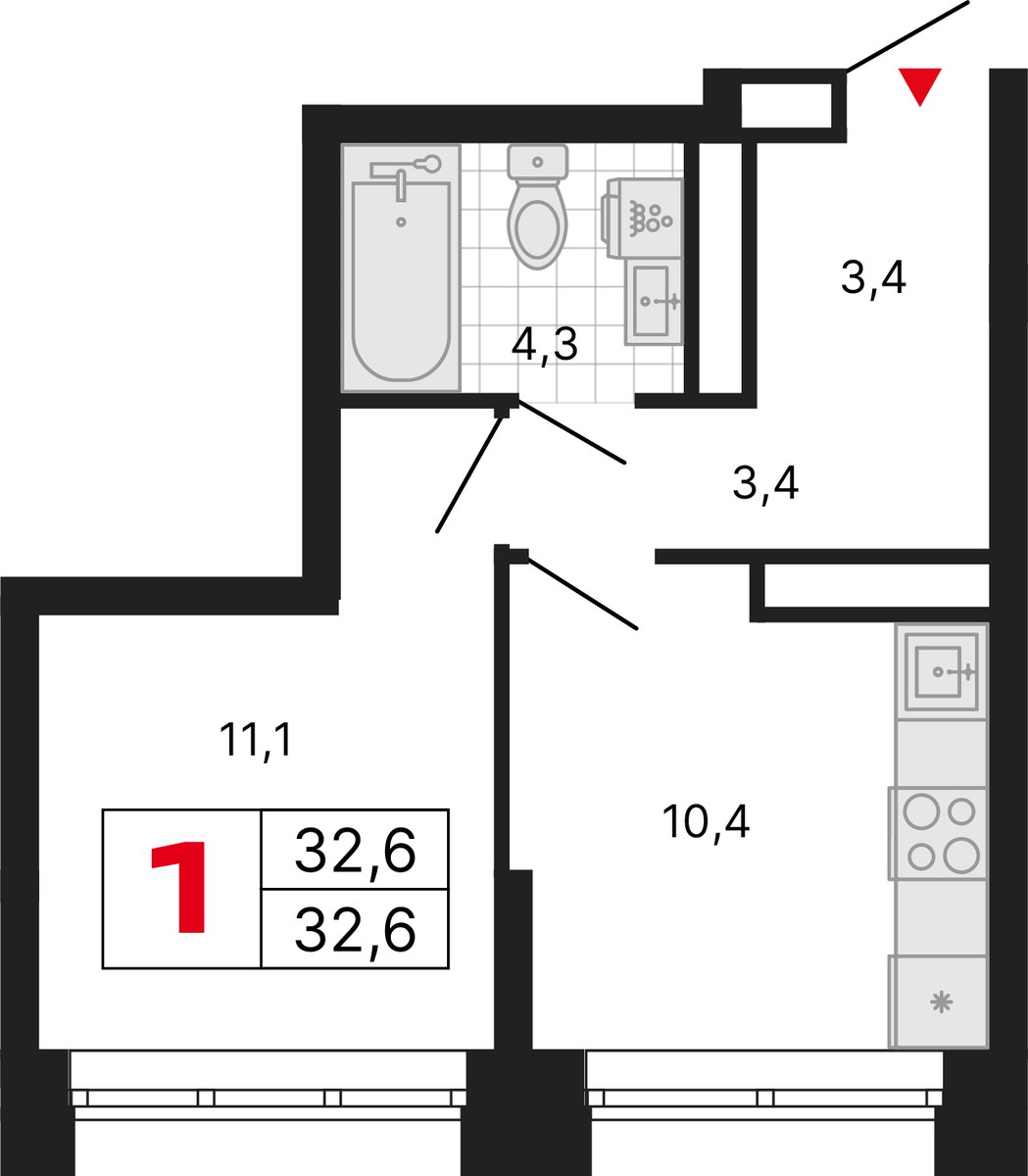 Планировка 32.6 м²