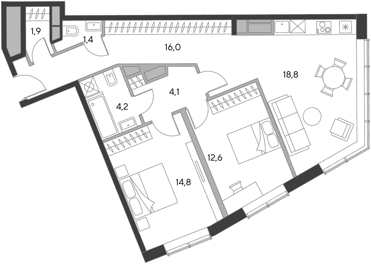 Планировка 73.3 м²