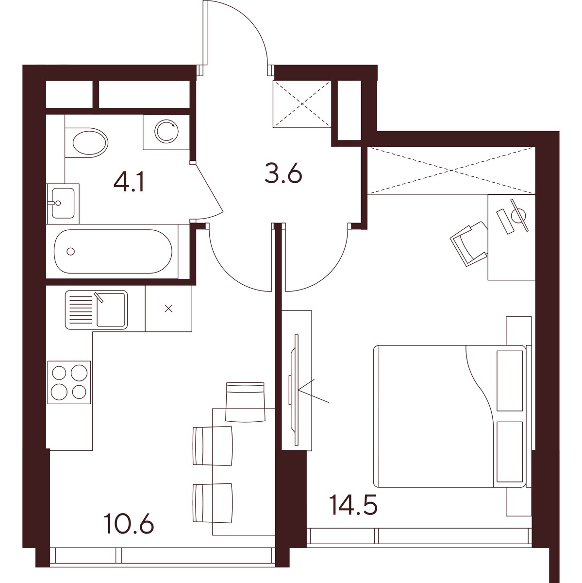Планировка 32.8 м²