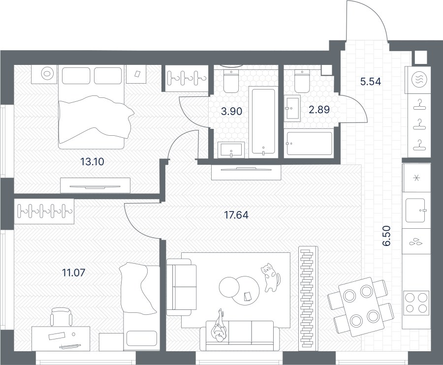 Планировка 60.64 м²