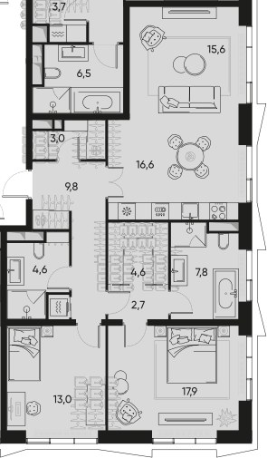 Планировка 96.3 м²