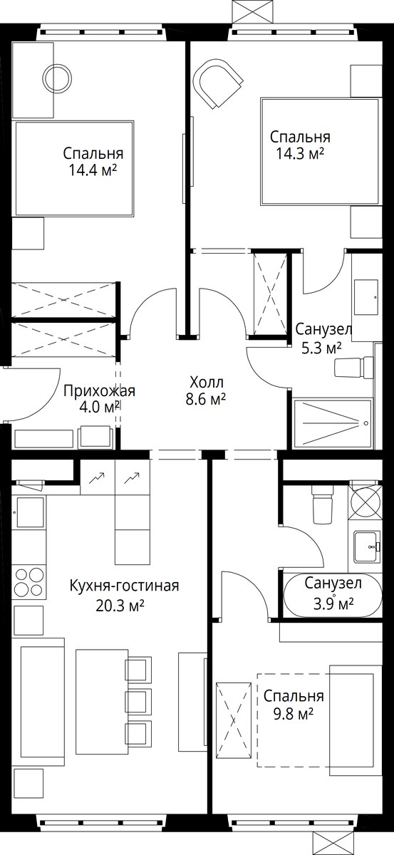 Планировка 80.6 м²