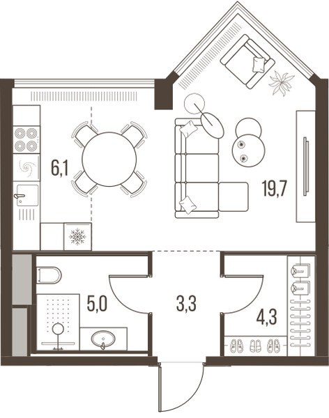 Планировка 38.4 м²
