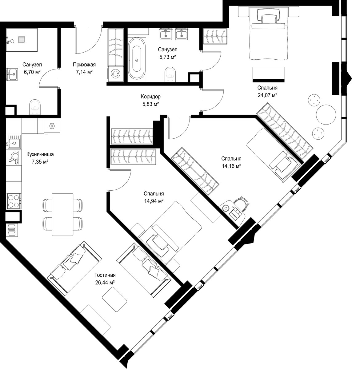 Планировка 112.36 м²