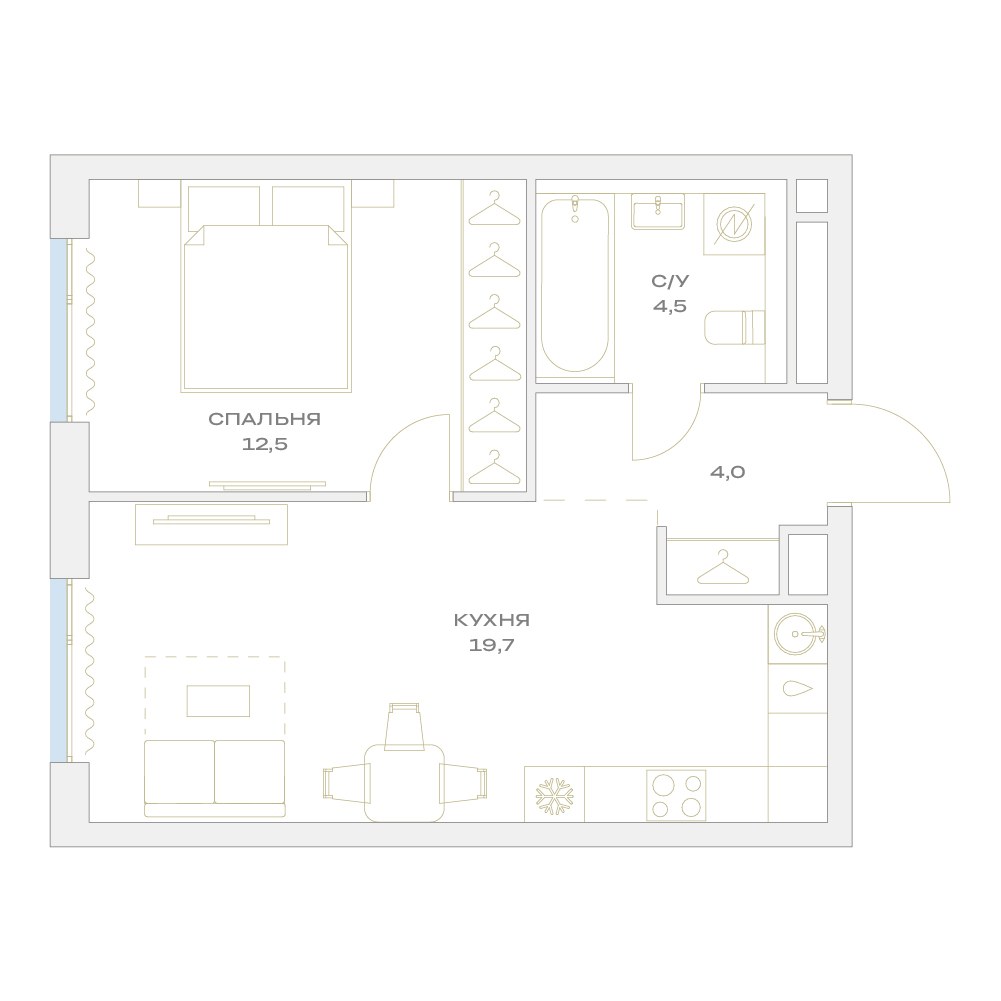 Планировка 40.7 м²