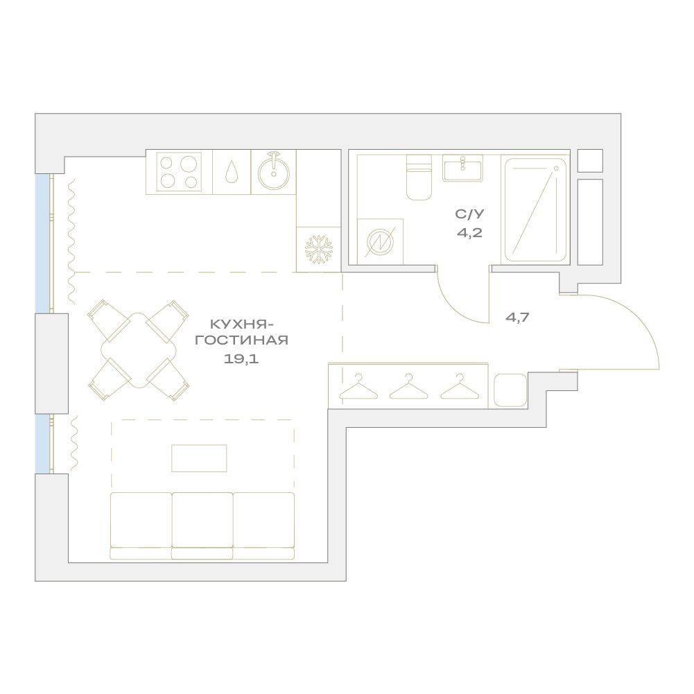 Планировка 28.0 м²