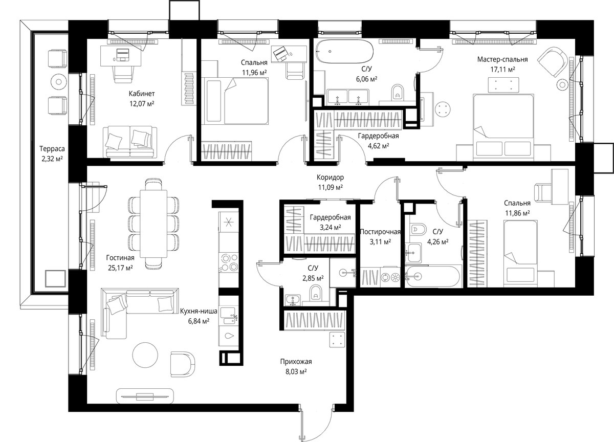 Планировка 130.59 м²
