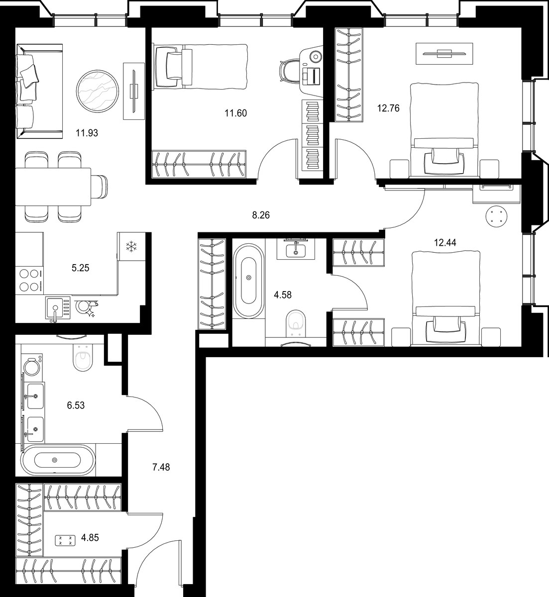 Планировка 85.68 м²