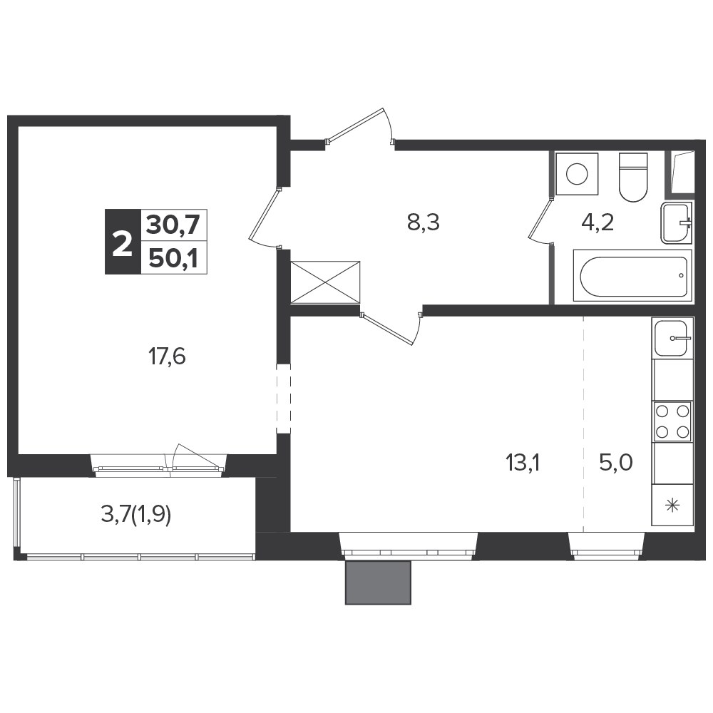 Планировка 49.5 м²