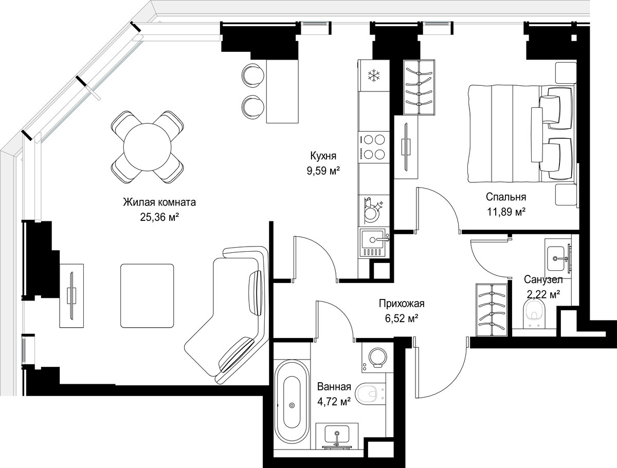 Планировка 60.3 м²