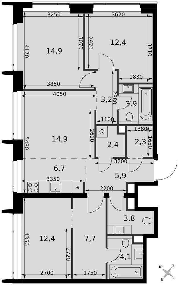 Планировка 94.6 м²