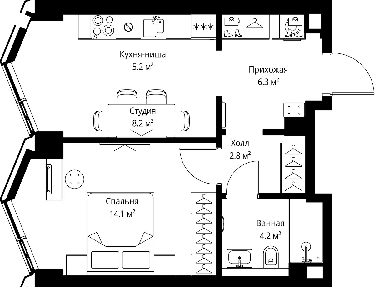 Планировка 40.8 м²
