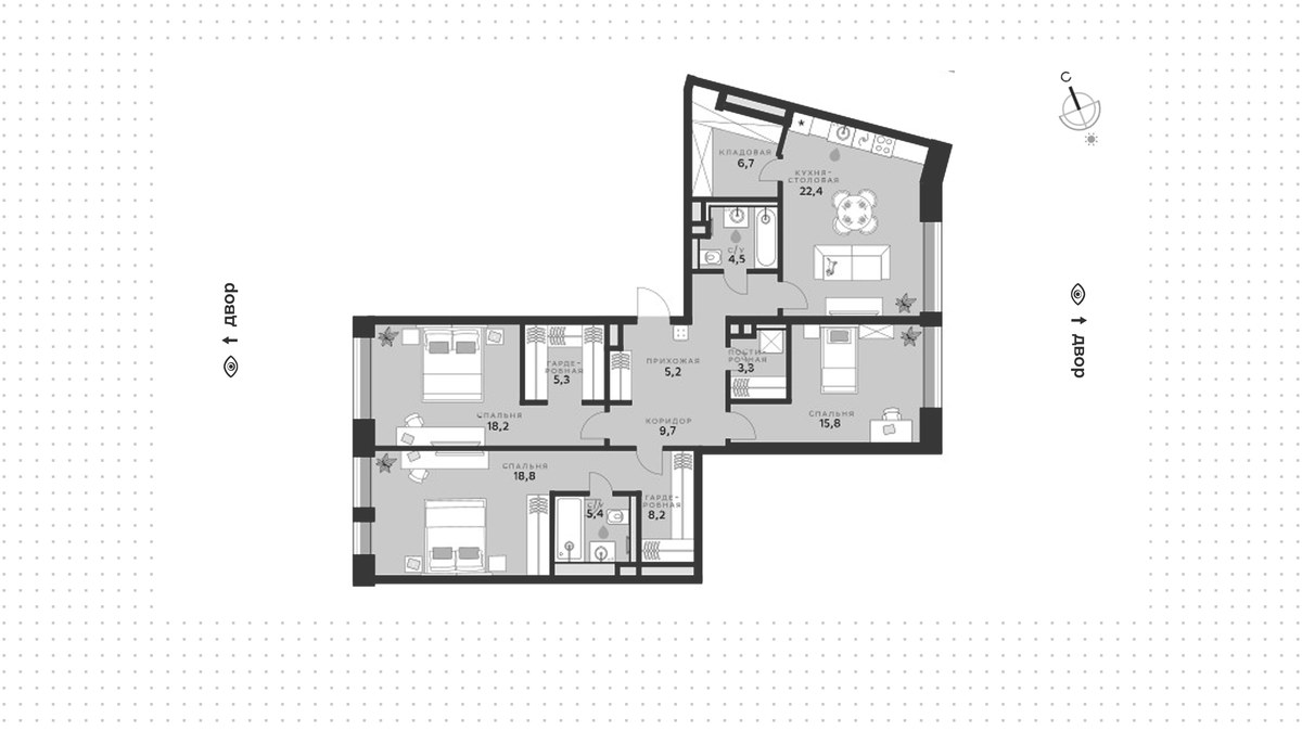 Планировка 123.4 м²