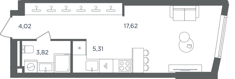 Планировка 30.77 м²
