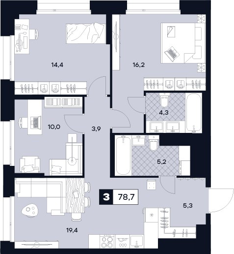 Планировка 78.7 м²