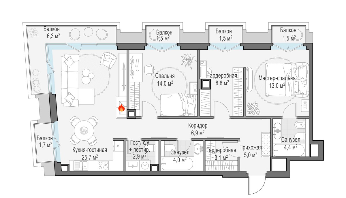 Планировка 94.5 м²