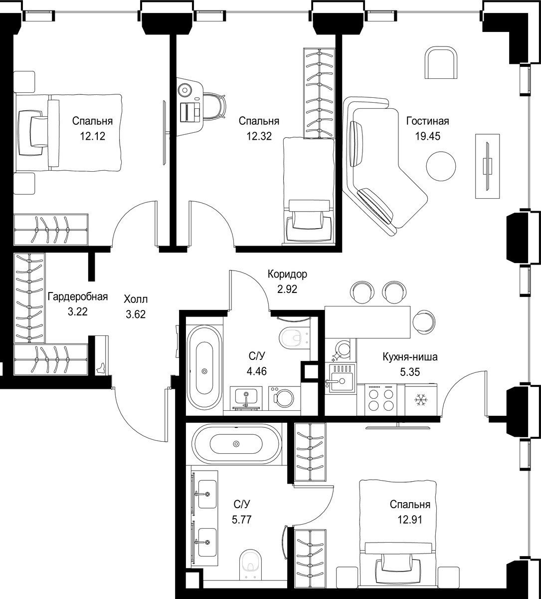 Планировка 82.14 м²