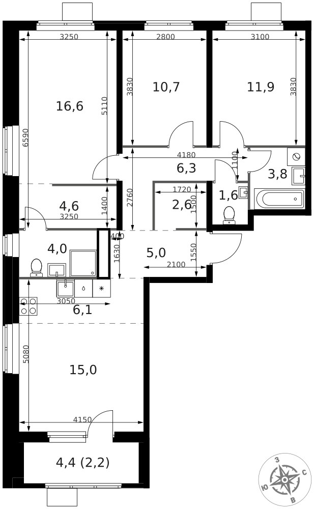 Планировка 90.4 м²