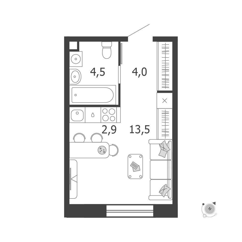 Планировка 24.9 м²
